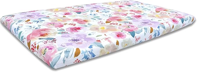 AMROSE 3 Pack Soft Mini Crib Sheets, Microfiber Pack N Play Sheets Set for Baby Girls, Silk Touch Gentle, Fitted for Playard Portable Mini Crib Mattress, Happy Garden