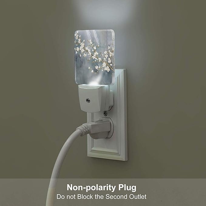 Pure White Flower Night Light,Plug-in Nightlights Auto Sensor Night Lamp Dusk to Dawn Lamp Home Decor for Nursery Children Girls Boys