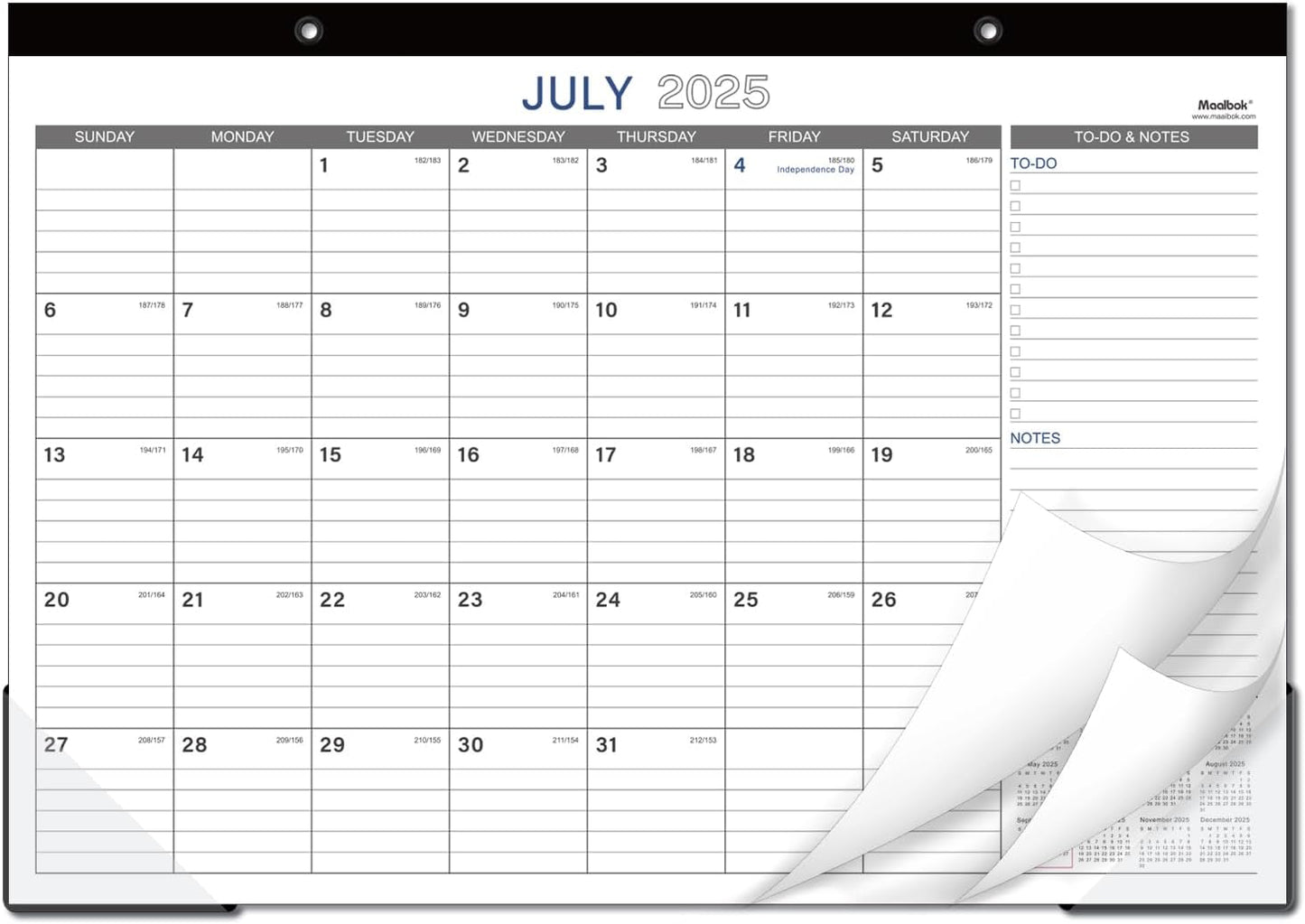 2025-2026 Desk Calendar - JUL 2025 - DEC 2026, 18 Months Large Monthly Desk Calendar, 17" x 12", Large Ruled Blocks