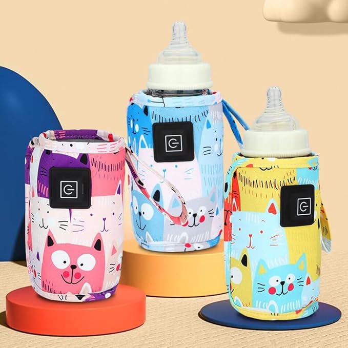 Portable Bottle Warmer,Adjustable 3 Temperature USB Travel Milk Heat Keeper Baby Bottle Heater Warming Bag Milk Heater Cover Bottle Warmer Insulation Bag,Yellow