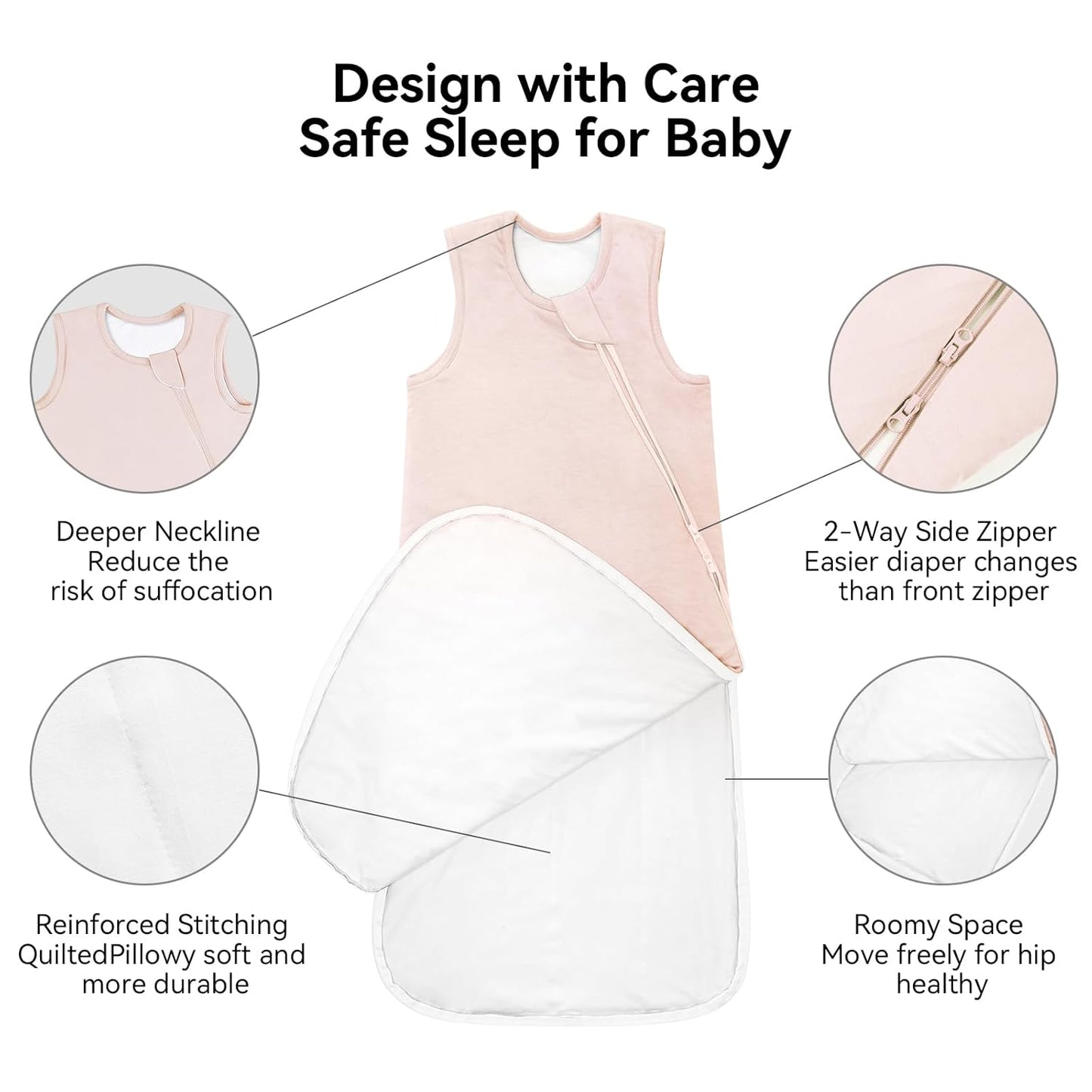 BubblePanda Rayon Made from Bamboo Sleep Sack 0-6 Months 0.5 Tog Soft Newborn Sleep Sack 3-6 Months for Infant Babies 2-Way Zipper Wearable Blanket Baby 0-3 Months