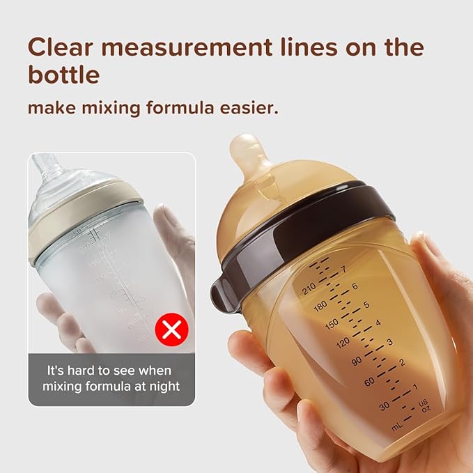 Thyseed Silicone Natural Breast-Like Bottle with Nipple(0-3 Months),8oz，1pack