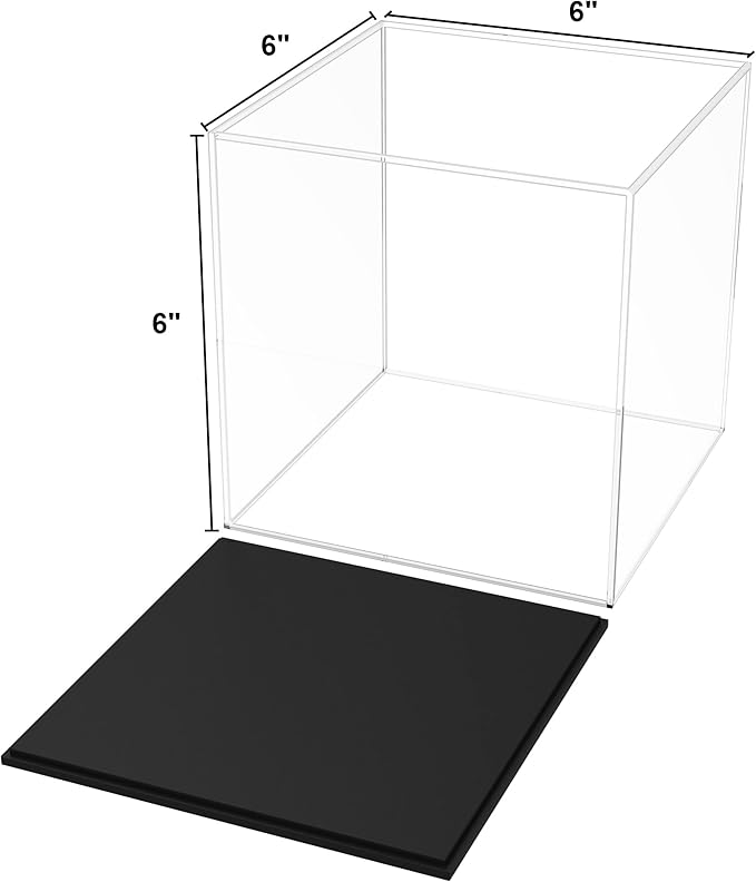 Fully Assembled Acrylic Display Case, 6 Inch Clear Acrylic Box for Display Collectible, Countertop Alternative Glass Case for Home Storage and Organizing Toys