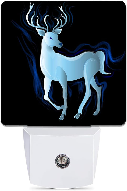 Blue Deer Night Light, Northern Lights Night Lights Plug into Wall Decor for Bedroom, Bathroom, Hallway, Kitchen, Dusk to Dawn Sensor Nightlights for Women Men Room Gifts