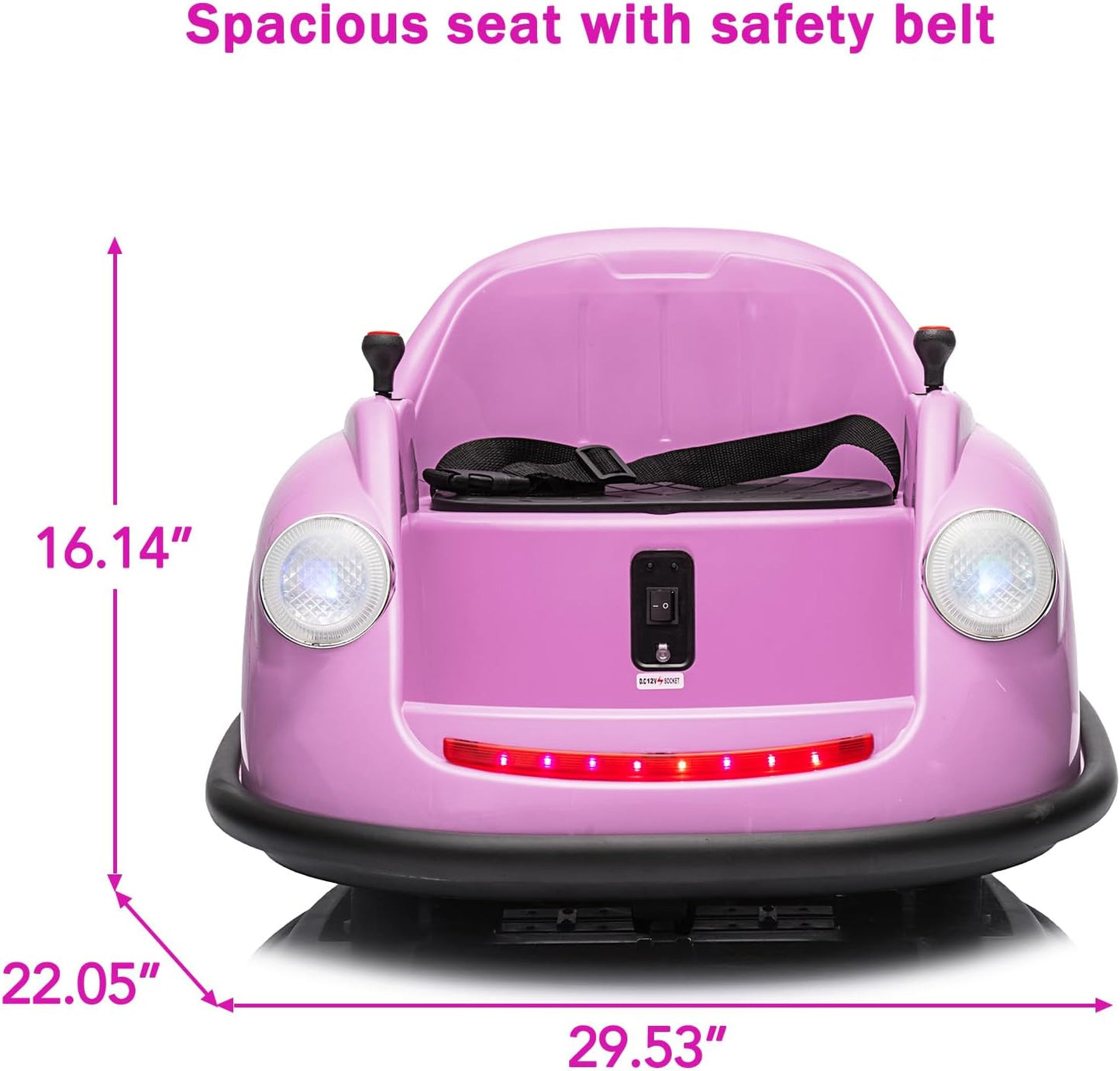 12V Bumper Car for Toddlers, Electric Toy Ride on Battery Car with Kids W/Parent Remote Control, 2-Speed, 360 Degree Spin, Music & LED Lights for Kids, Purple