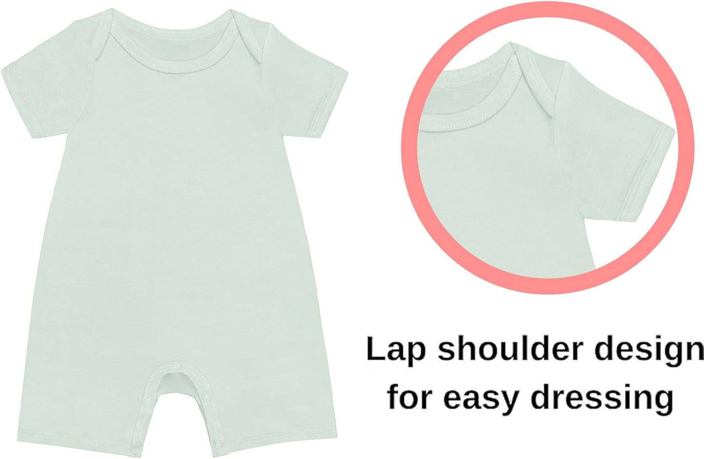 GUISBY Rayon Baby Pajamas, Short Sleeve Footless Rompers, Snap Closure Sleeper for Boy Girls