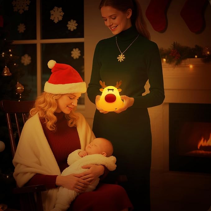 Reindeer Night Light, Timer Night Light, Soft Silicone Light, Christmas Birthday Gift Night Lamp, Gift Nightlight for Girls & Kids, Room Decor