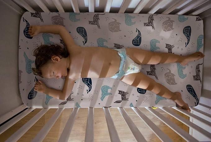 BROLEX Baby Fitted Crib Sheets: Kid Crib Sheets - Set of 2 for Toddler Standard Size Crib Mattress for Boys and Girls - Jersey Knit Crib Bed Sheets Space Planet