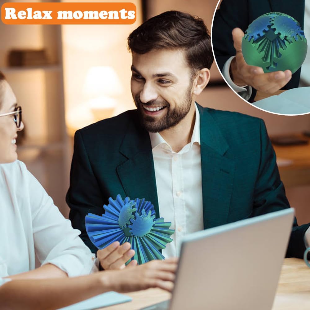 3D Printed Gear Ball, Gears phere Gear Ball Fidget Toy, Puzzle Balls, Fidget Ball, Cube Fidget Toy ,Gear Ball Toys for Classroom Prizes, Party Birthday, Anxiety Relaxing and Stress. (Green)