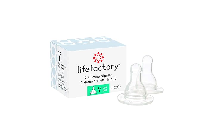 Lifefactory BPA-Free Stage Y (6+ Months) Silicone Nipples, 2-Pack