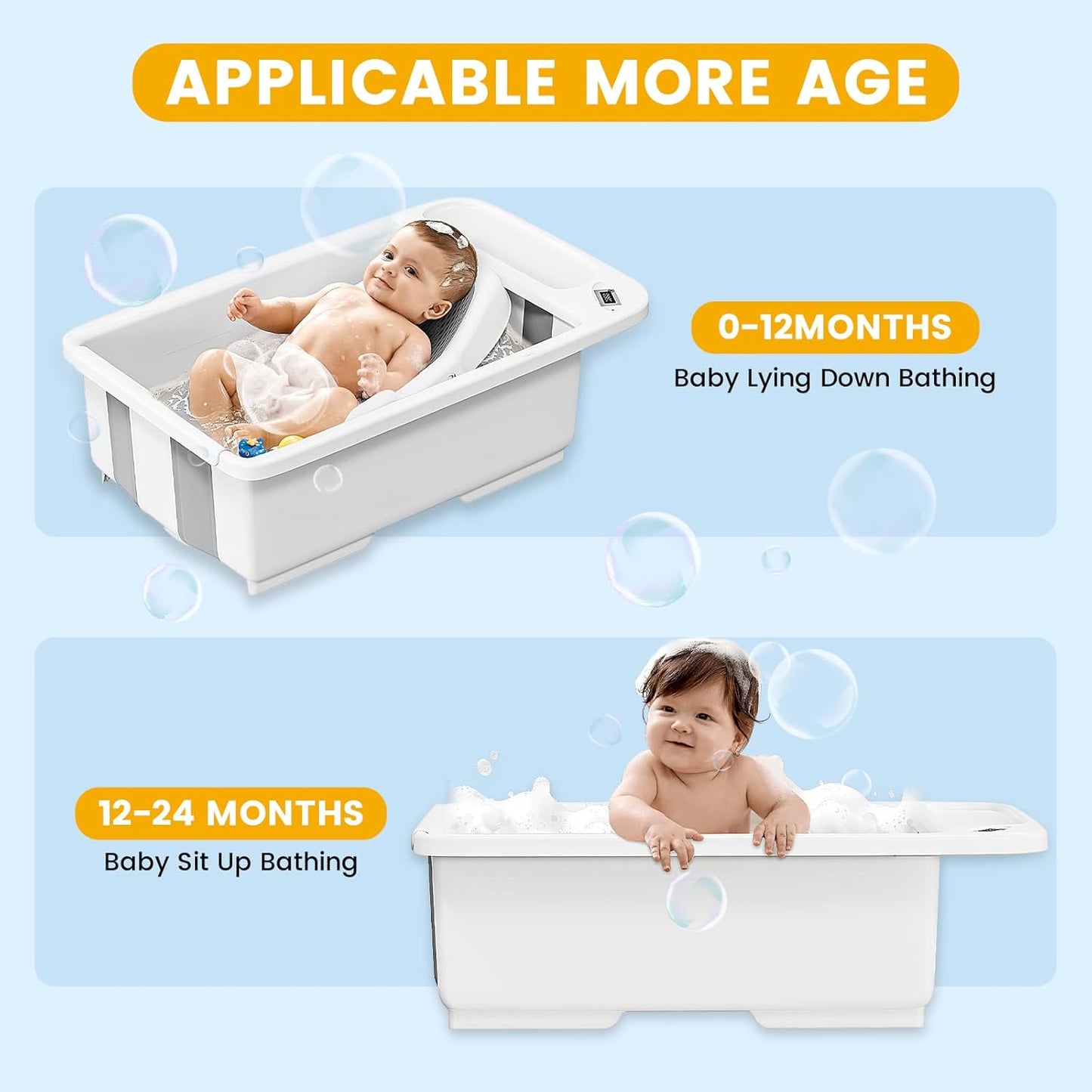 Foldable Baby Bathtub Support, Ideal for Babies Less Than 6 Months Old, Soft Support for Use on The Counter, Sink or Bathtub