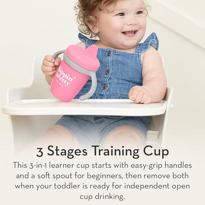 Sippy Cup by Bella Tunno, Silicone Training Cup with Transition Handles for Infants, Toddlers & Kids, Babies 6-12 Months & Toddlers 1-3 Years, Boys & Girls, Little Lady, 8 oz