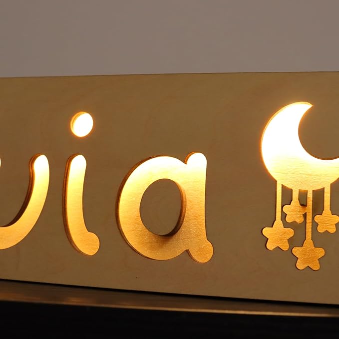 Personalized Baby Gift Name Night Light for Kids Nursery Decor with Engraved Text Greetings On Back, Baby 1st Birthday Gifts for Girl and Boy (Warm Light)