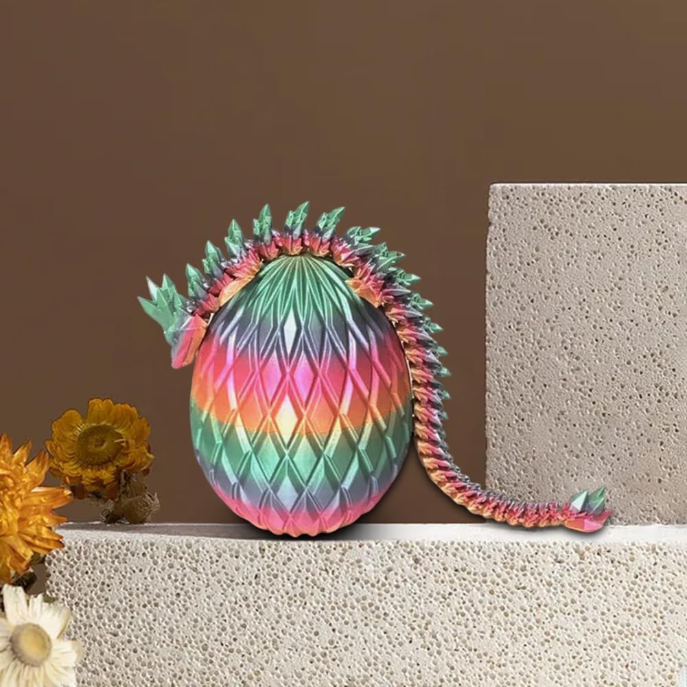 3D Printed Dragon Egg,Dragon Eggs with Dragon Inside,Crystal Dragon Fidget Toys,Full Articulated Dragon Dragon in Egg,Adults Fidget Toys for Autism ADHD (Random Candy Colors)