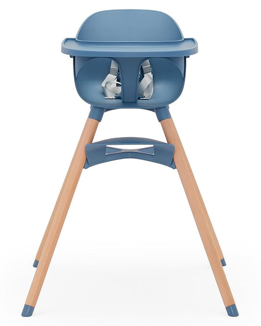 Lalo The Chair Convertible 3-in-1 High Chair for Babies & Toddlers, Dishwasher Safe Tray, Adjustable Footrest, Blueberry