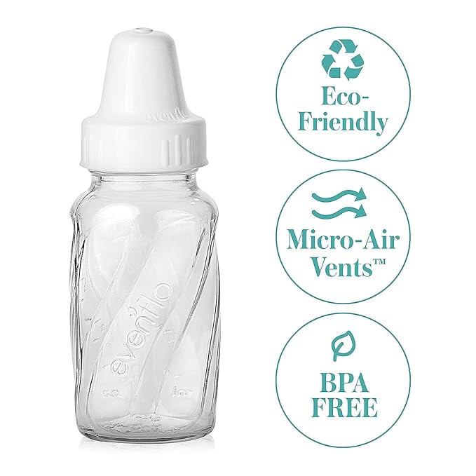 Evenflo Feeding Classic Glass, Twist Bottles, 4 Oz, 6 Bottles.