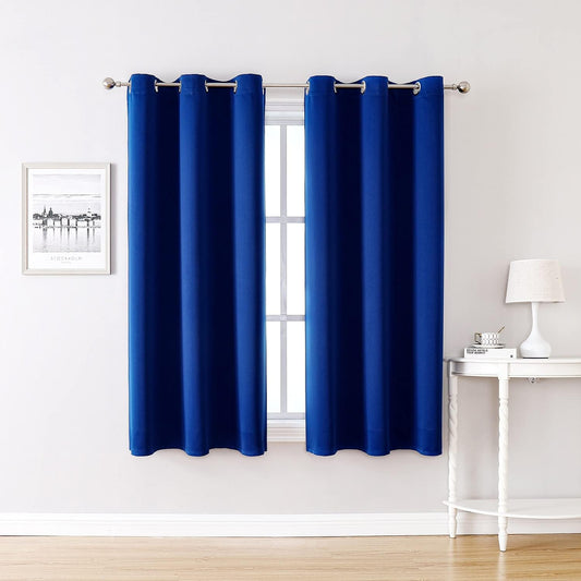 ChrisDowa Grommet Blackout Curtains for Bedroom and Living Room - 2 Panels Set Thermal Insulated Room Darkening Curtains (Royal Blue, 42W x 63L)