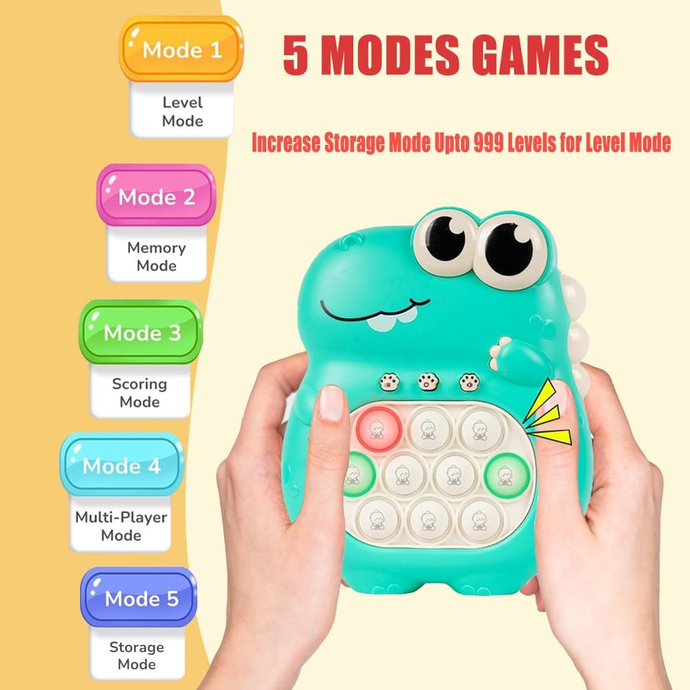 POP Toy Fast Push Game, Fidget Toys for Kids 8-12, Light up Quick Push Bubble Game, Toys for Ages 3 4 5-7 8 9 Year Old Girls and Boys, Birthday for Teen/Adult/Child (Dino Green)