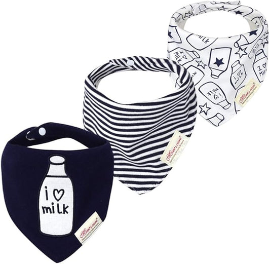 JN&LULU 3 Pack Newborn Baby Bibs Bandana Drool Bibs for Drooling Cotton Baby Gifts