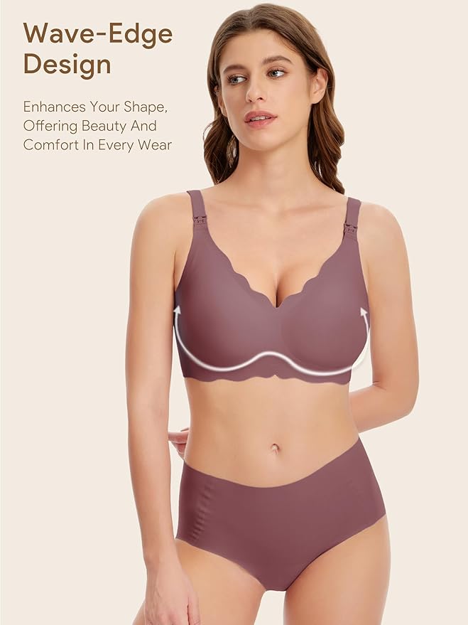 Angelhood Nursing Bras for Breastfeeding Ultra Comfort Seamless Maternity Bra Wireless Pregnancy Bralette with Bra Extender