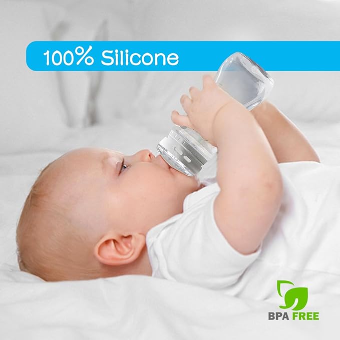 4-Count Silicone Bottle Nipples for Natural Start Anti-Colic Bottles & Advanced Anti-Colic Bottles & C to Natural Bottles and NUK Simply Natural Bottle, Anti-Colic Valve, Fast Flow, 6m+