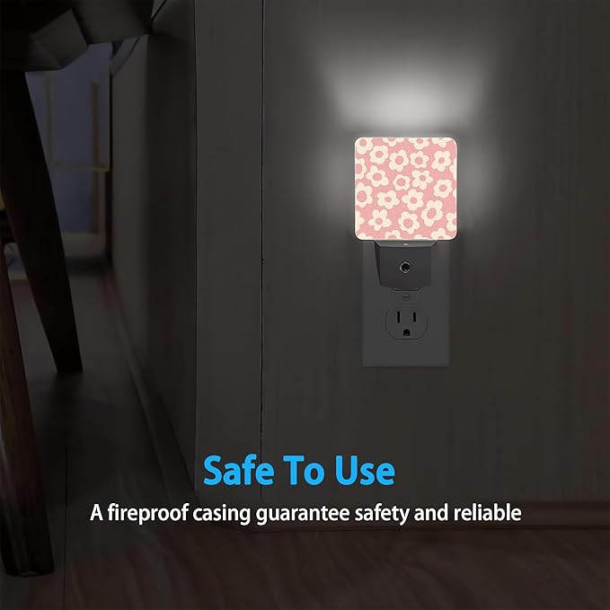 Night Lights Plug into Wall Vintage Groovy Flowers Night Lights Dusk to Dawn Sensor Led Lamp for Women Men,Led Lights for Stairway/Hallway/Bedroom,0.5W