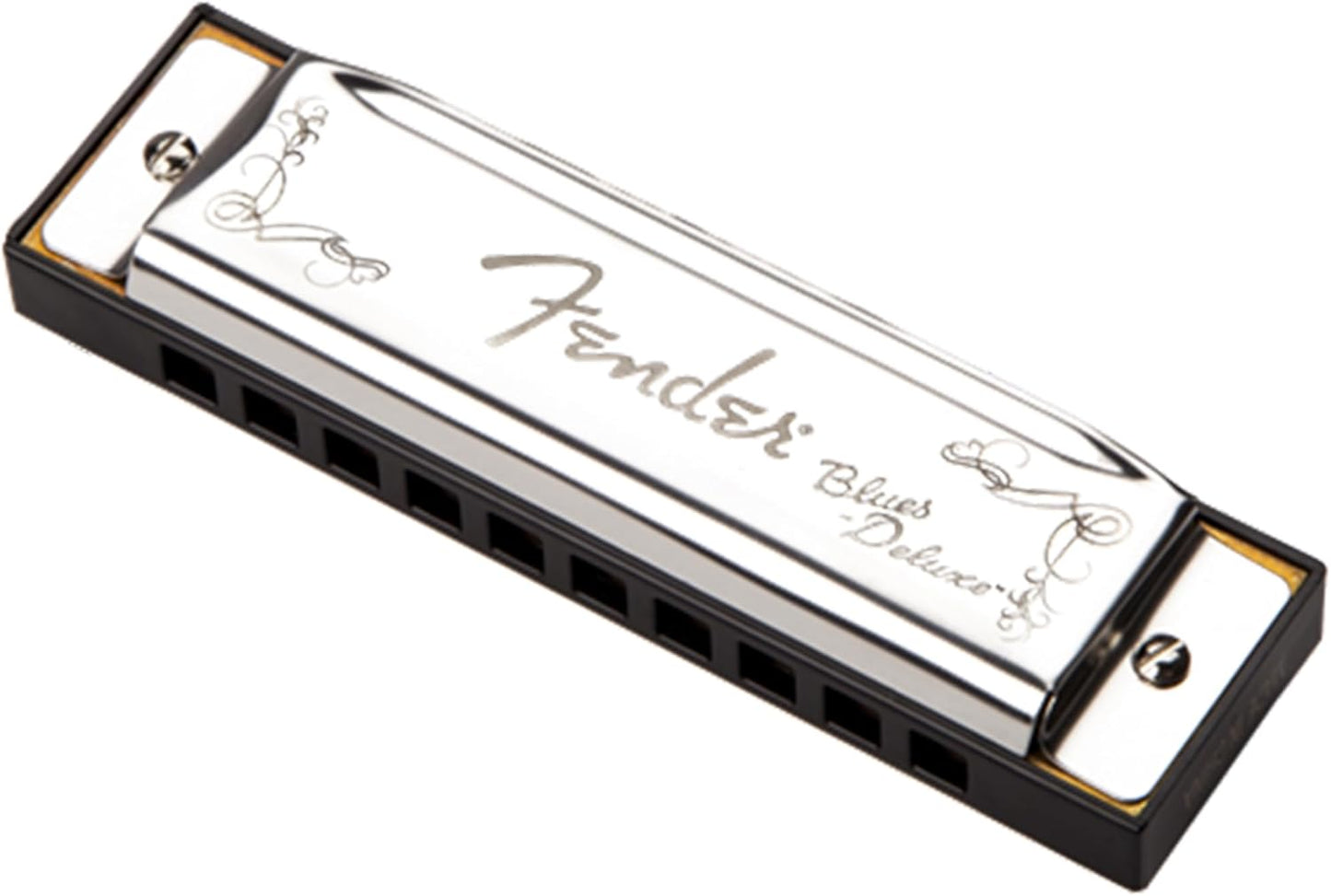 Fender Blues Deluxe Harmonica - Key of F Bundle with Carrying Case, Austin Bazaar Online Manual, and Polishing Cloth