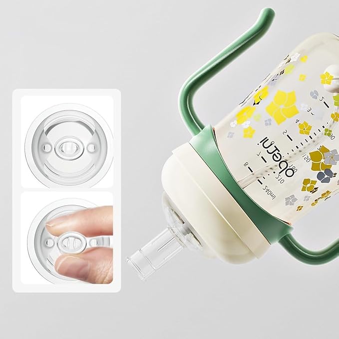 Baby Sippy Cup 240ml/8oz, Toddler Water Drinking Bottle with Non-Spill Valved Spout for 6+ Months, Orange/2Pack