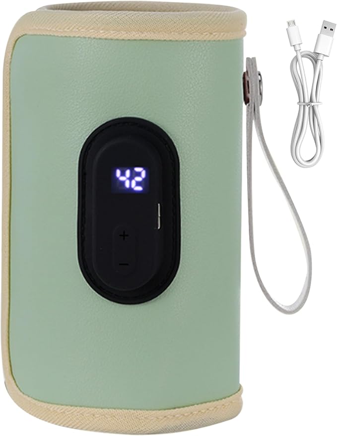 Portable Baby Bottle Warmer Portable Bottle Warmer 18W Quick Heating Baby Bottle Warmer Temperature Adjustable USB Baby Bottle Heater for Home Family Green