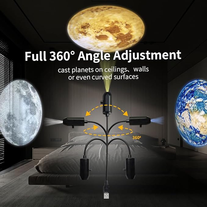 Planet Moon Projector Shooting,Romantic LED Small Night Light Bedroom Atmosphere Projection Decoration，Star Ceiling Sky Light (Planet Series)