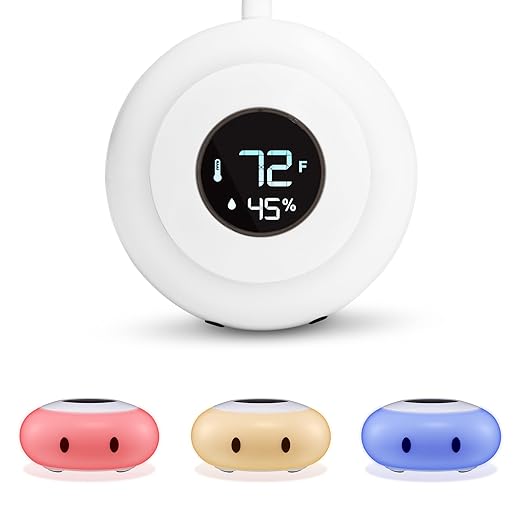 LittleHippo Kelvin Color Changing Night Light, Room Thermometer and Hygrometer (Humidity Monitor) for Nursery, Baby's Bedroom, Child's Room