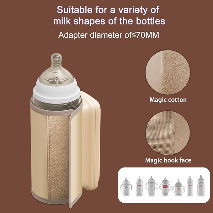Portable Baby Milk Bottle Warmer for Breastmilk and Formula Feeding,Travel Fast Baby Bottle-Feeding Breast Milk Waterless Warmer,Rechargeable 6000 mAh Battery,Digital Display,Bottle Warmer On The Go