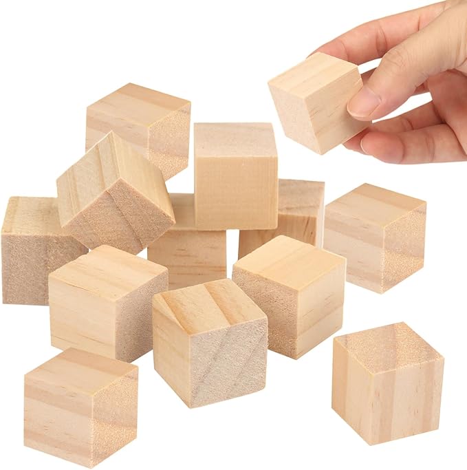 150 Packs Wooden Blocks for Crafts, 1.2 Inch Pine Wood Cubes, 3 x 3 x 3 cm Wooden Cubes for Paint, Stamp, Decorate, DIY Projects and Personalized Gifts,by GNIEMCKIN