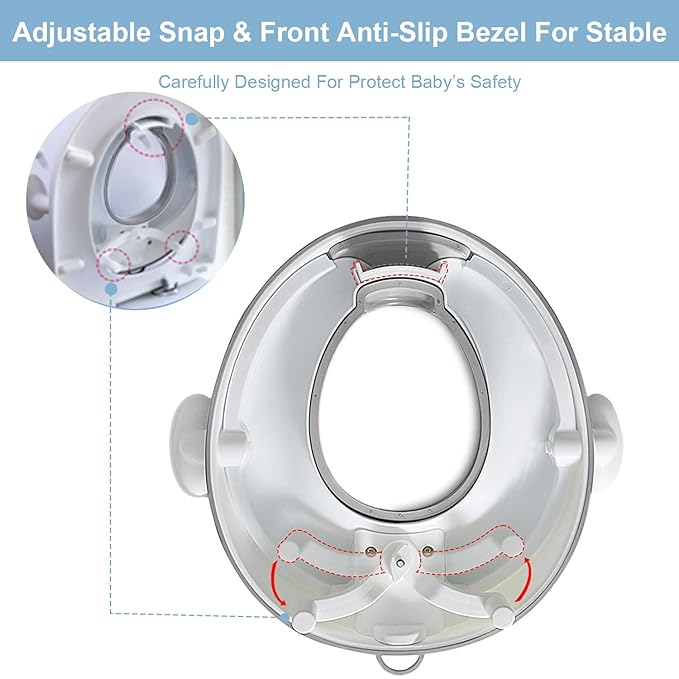 ANGELBLISS Baby Potty Training Toilet Seat with Soft Cushion Handles, Haute Collection, Double Anti-Slip Design and Splash Guard for Boys and Girls (Grey)