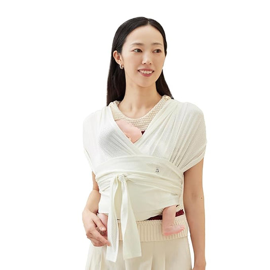 Konny Baby Carrier Flex AirMesh with Head Support- Adjustable, Easy to Wear Baby Wrap Sling, Perfect for Newborn Babies Essentials up to 44 lbs (M-4XL) - Cream
