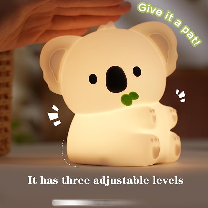 Cute Koala Night Light, LED Squishy Night Lamp, 7 Colors Dimmable Timer Nursery Nightlight for Kids, Rechargeable Touch Lamp, Dorm Decor, Kids Funny Gifts(Koala)