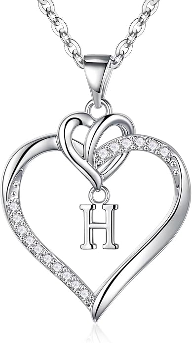 STORUP Heart Initial Necklaces for Women Girls, 14K Gold Plated Cubic Zirconia Heart Initial A-Z Pendant Necklace Dainty Heart Necklaces for Women Teen Girl Jewelry Birthday Gifts