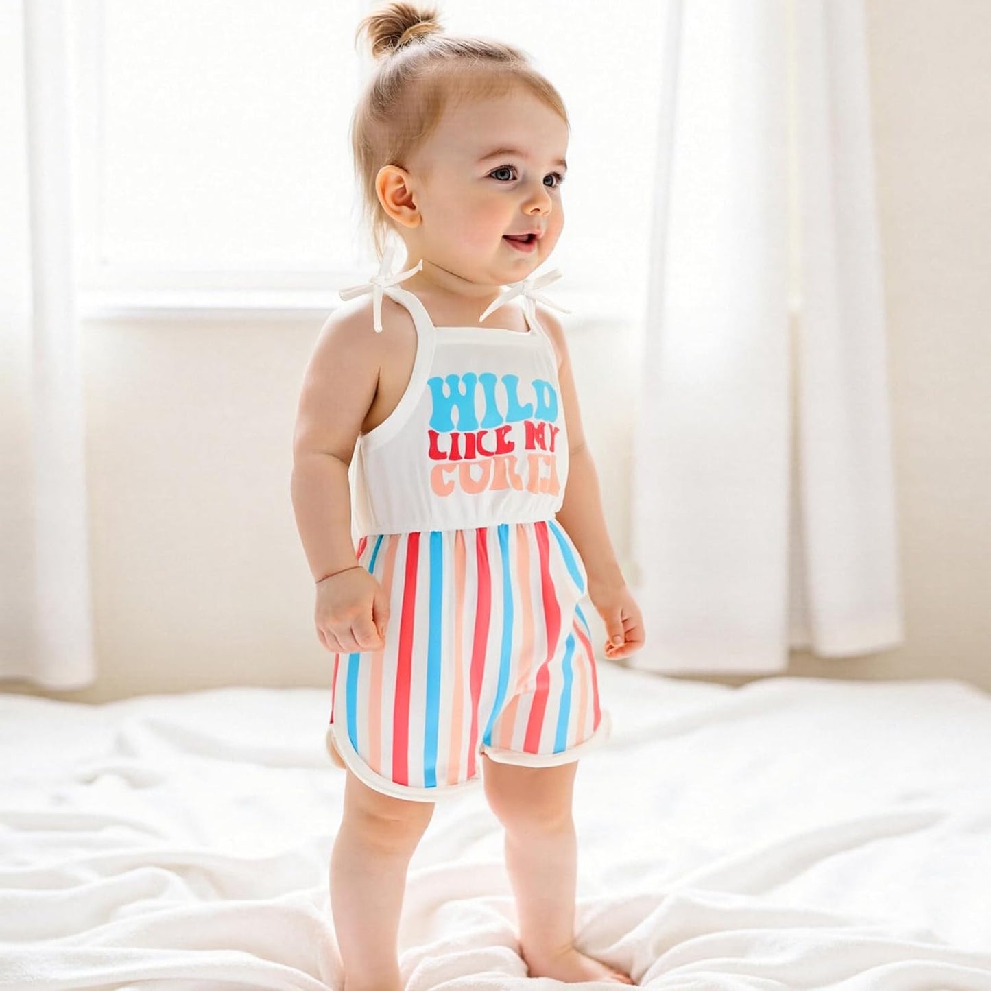 WZTYYDS Toddler Baby Girl Summer Clothes Floral Romper Tie-Up Strap Halter Jumpsuit Infant Summer Sling Playsuit 6M-3T