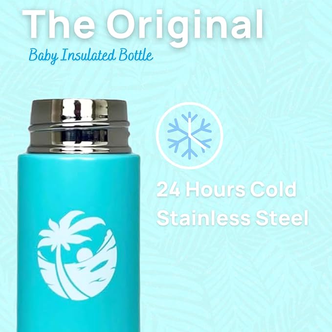 Versatile Waiu Insulated Baby Bottle | 4 oz & 6 oz Sizes | Keeps Drinks Hot for 8 Hours, Cold for 24 Hours | BPA-Free | Multiple Colors Available (Blue, 6 oz.)