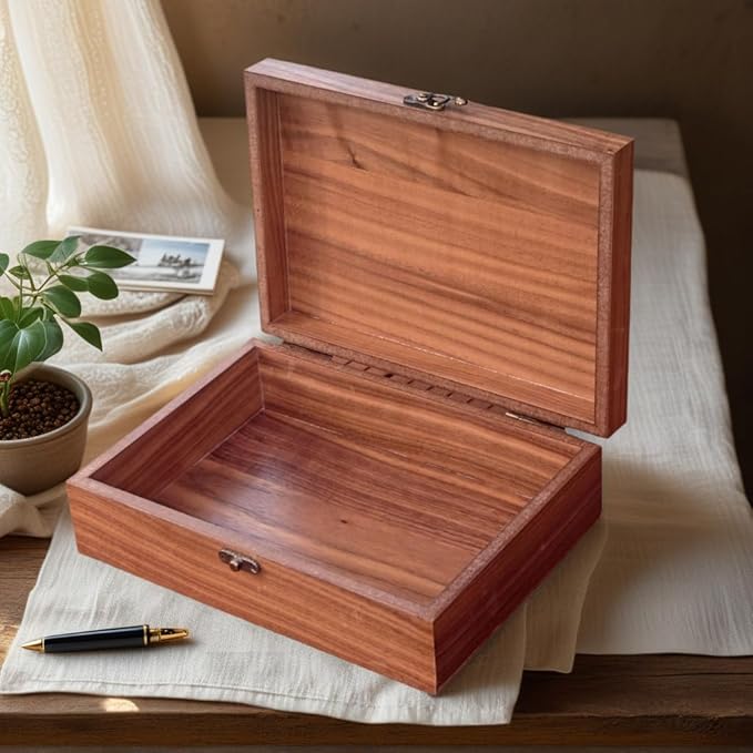 Handmade Walnut-Colored Keepsake Storage Box with Lid - Ideal Gift for Weddings, Anniversaries, Birthdays, or Travel Letters. Perfect for Home Decoration (Storage Box-25 * 18cm)
