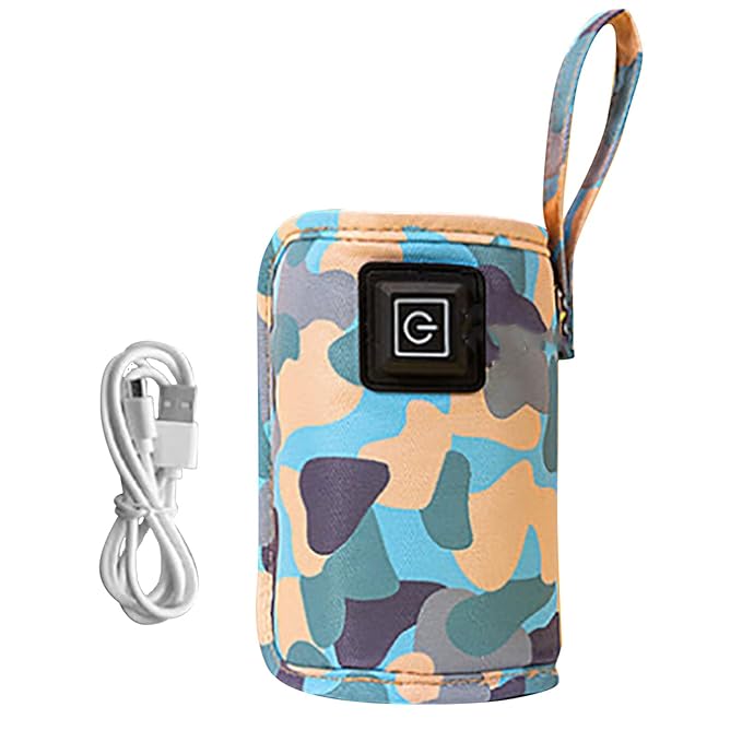 USB Milk Bottle Warmer Bag Size Temperature Adjustable Portable Feeding Bottle Warmer 5V 2A (Blue)
