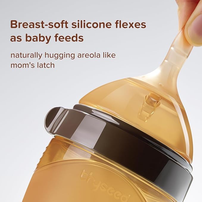 Thyseed Silicone Natural Breast-Like Bottle with Nipple(0-3 Months),8oz，1pack