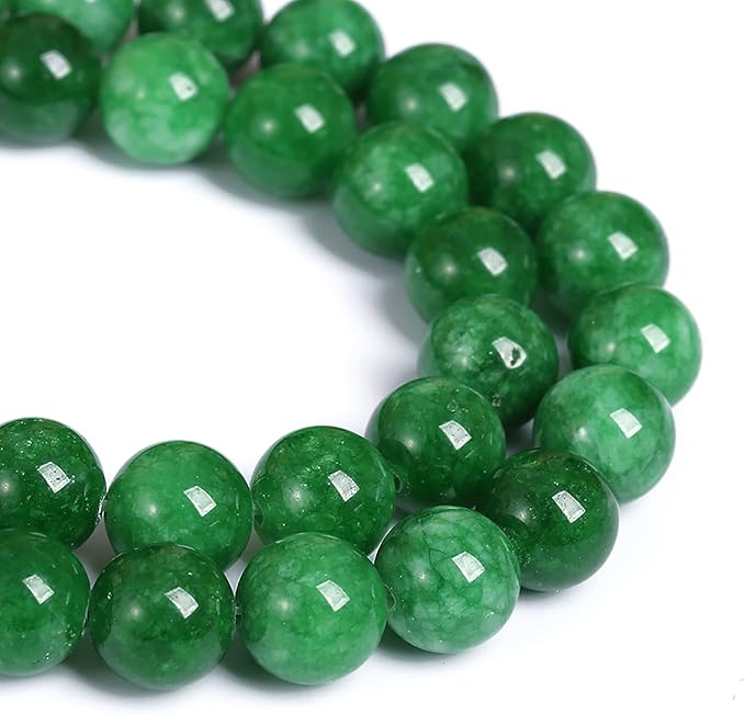 10MM 38PCS Natural Stone Green Cloudy Jade Spacer Loose Beads for Jewelry Making DIY Bracelet Necklace 1 Strand 15’’