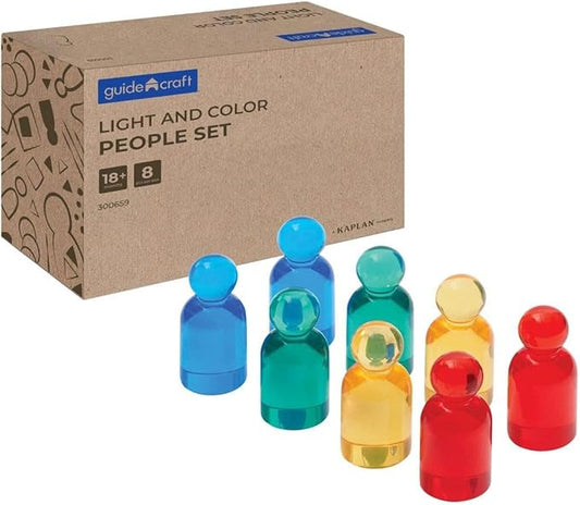 Kaplan Early Learning Light and Color People Set - 8 Pieces, Translucent Manipulatives, Block Play Figures, Light Table Accessories for Toddlers Ages 18+ Months