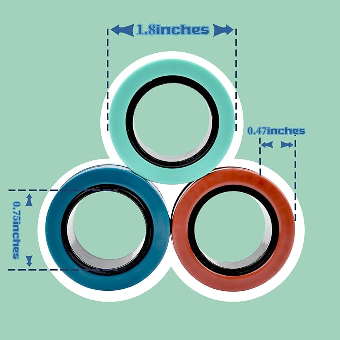 Cevioce 12 PCS Magnetic Ring Fidget Toys Set,ADHD Anxiety Magnetic Finger Spinner Pack for Teens Adults and Kids,Coolest Magnet Stress Relief Toy Birthdays Gifts for 8+ Year Old Boys Girls Present