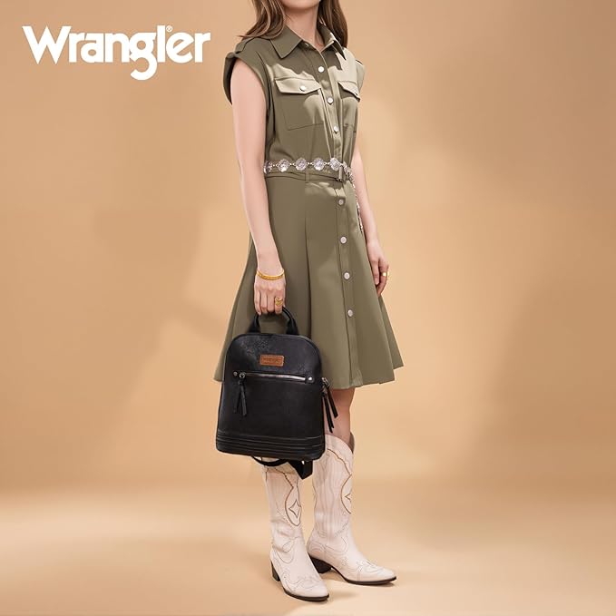 Montana West Wrangler Backpack Purse for Women Medium Ladies Bookbag Travel Daypacks Bags Black Purse