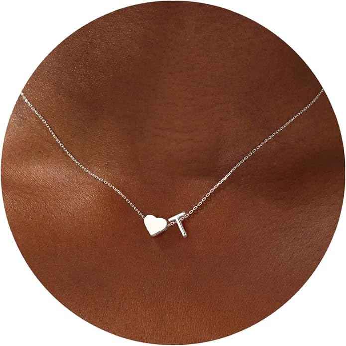 Turandoss Heart Initial Necklace for Women Teen Girls - 18K Gold Plated Letter A-Z Pendant Necklace Dainty Heart Necklaces Tiny Initial Necklaces Birthday Gifts for Women Jewelry