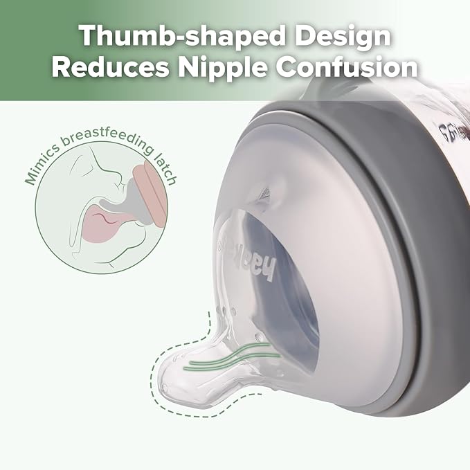 haakaa Gen.3 Natural Glass Baby Bottle 6.3 oz.180ml - Wide Neck, Anti-Colic Varibale Flow Nipple for 6m+ Breastfed Babies, Newborn Registry Essentials,BPA-Free -1 PK