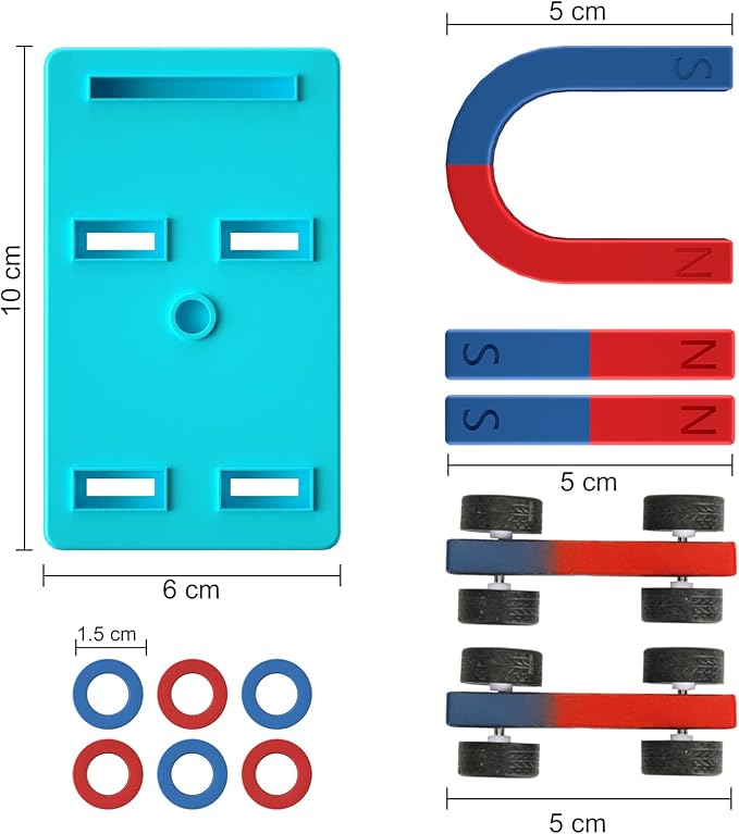 Mysterystone Science Magnets Experiment kit for Kids Physics kit for Students Stem Experiment Tools Including Horseshoe Magnets, Iron filings