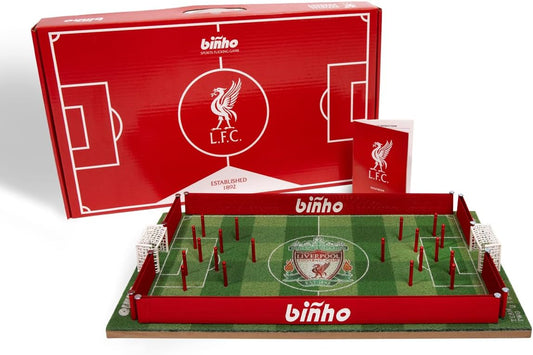 Binho Board Classic Board Game Liverpool Football Club Edition - 2-Player Fast-Paced Finger Flicker Pinball Family Board Game - Portable Tabletop Sports Game Set for Any Occasion